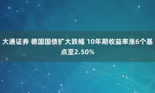 大通证券 德国国债扩大跌幅 10年期收益率涨6个基点至2.50%