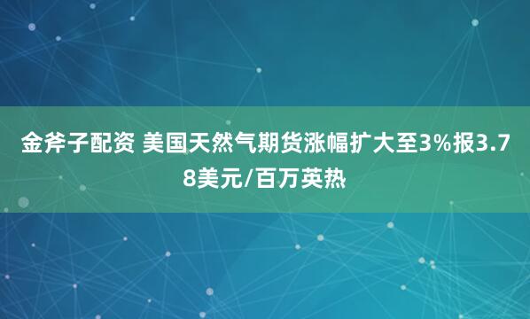 金斧子配资 美国天然气期货涨幅扩大至3%报3.78美元/百万英热